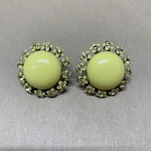 Vintage CORO Yellow and Gold Tone Earrings Fowers